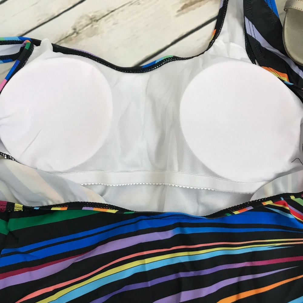 Rainbow Multicolor Striped Fan Bathing Suit - Picture 11 of 13